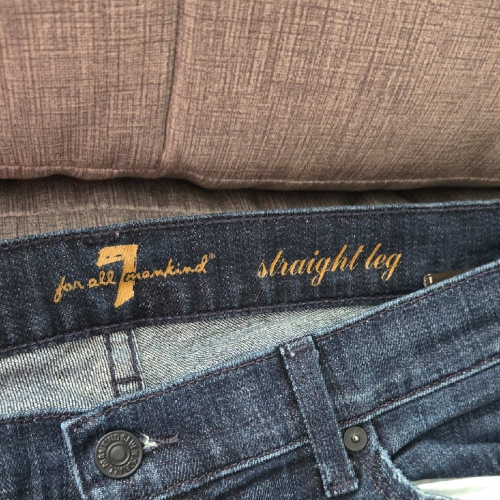 7 For All Mankind Dark Blue Straight Leg Jeans